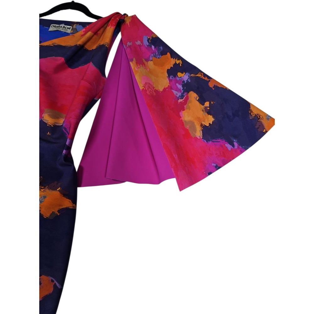 Chiara Boni La Petite Robe Italian Dress Abstract Print One Shoulder 42 US 6 New - Picture 8 of 12